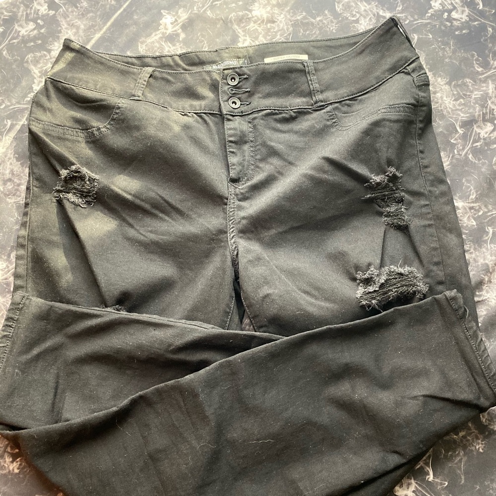 Distressed black jeans